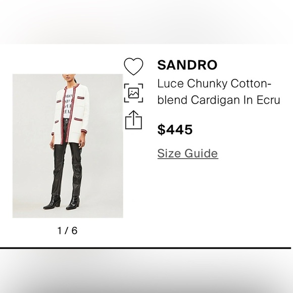 SANDRO Luce Chunky Cotton-blend Cardigan In Ecru - Picture 1 of 11